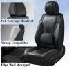 imageCoverado Car Seat Covers Full Set Universal Seat Covers for Cars Waterproof Nappa Leather Auto Seat Protectors with Lumbar Support Car Interiors Fit for Most Sedans SUV Pickup Truck BlackBlackPillow