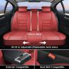 imageCoverado Car Seat Covers Full Set Universal Seat Covers for Cars Waterproof Nappa Leather Auto Seat Protectors with Lumbar Support Car Interiors Fit for Most Sedans SUV Pickup Truck BlackRed