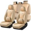 imageCoverado Car Seat Covers Full Set Universal Seat Covers for Cars Waterproof Nappa Leather Auto Seat Protectors with Lumbar Support Car Interiors Fit for Most Sedans SUV Pickup Truck BlackBeigePillow