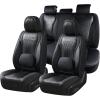 imageCoverado Car Seat Covers Full Set Universal Seat Covers for Cars Waterproof Nappa Leather Auto Seat Protectors with Lumbar Support Car Interiors Fit for Most Sedans SUV Pickup Truck BlackBlackPillow