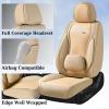 imageCoverado Car Seat Covers Full Set Universal Seat Covers for Cars Waterproof Nappa Leather Auto Seat Protectors with Lumbar Support Car Interiors Fit for Most Sedans SUV Pickup Truck BlackBeigePillow