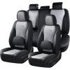 imageCoverado Car Seat Covers Full Set Universal Seat Covers for Cars Waterproof Nappa Leather Auto Seat Protectors with Lumbar Support Car Interiors Fit for Most Sedans SUV Pickup Truck BlackBlackGreyPillow