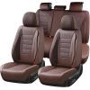 imageCoverado Car Seat Covers Full Set Universal Seat Covers for Cars Waterproof Nappa Leather Auto Seat Protectors with Lumbar Support Car Interiors Fit for Most Sedans SUV Pickup Truck BlackBrown