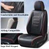 imageCoverado Car Seat Covers Full Set Universal Seat Covers for Cars Waterproof Nappa Leather Auto Seat Protectors with Lumbar Support Car Interiors Fit for Most Sedans SUV Pickup Truck BlackRedline