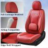 imageCoverado Car Seat Covers Full Set Universal Seat Covers for Cars Waterproof Nappa Leather Auto Seat Protectors with Lumbar Support Car Interiors Fit for Most Sedans SUV Pickup Truck BlackRedPillow