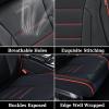 imageCoverado Car Seat Covers Full Set Universal Seat Covers for Cars Waterproof Nappa Leather Auto Seat Protectors with Lumbar Support Car Interiors Fit for Most Sedans SUV Pickup Truck BlackRedline