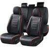 imageCoverado Car Seat Covers Full Set Universal Seat Covers for Cars Waterproof Nappa Leather Auto Seat Protectors with Lumbar Support Car Interiors Fit for Most Sedans SUV Pickup Truck BlackRedline