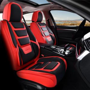 imageCoverado Car Seat Covers Full Set Seat Covers for Cars Front Seat Covers and Back Seat Cover Waterproof Leather Automotive Seat Cover Universal Car Interior Protectors Cushion for Most Cars RedBlackRed