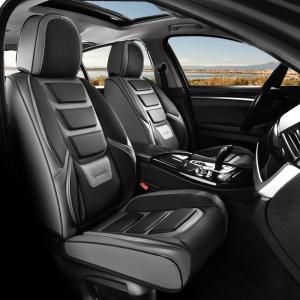 imageCoverado Car Seat Covers Full Set Seat Covers for Cars Front Seat Covers and Back Seat Cover Waterproof Leather Automotive Seat Cover Universal Car Interior Protectors Cushion for Most Cars RedBlackGray