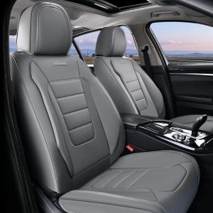 imageCoverado Car Seat Covers Full Set Universal Seat Covers for Cars Waterproof Nappa Leather Auto Seat Protectors with Lumbar Support Car Interiors Fit for Most Sedans SUV Pickup Truck BlackGray
