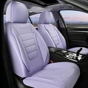 imageCoverado Car Seat Covers Full Set Universal Seat Covers for Cars Waterproof Nappa Leather Auto Seat Protectors with Lumbar Support Car Interiors Fit for Most Sedans SUV Pickup Truck BlackPurple