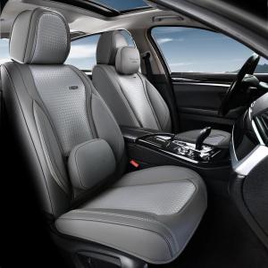 imageCoverado Car Seat Covers Full Set Universal Seat Covers for Cars Waterproof Nappa Leather Auto Seat Protectors with Lumbar Support Car Interiors Fit for Most Sedans SUV Pickup Truck BlackGrayPillow