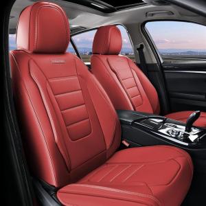 imageCoverado Car Seat Covers Full Set Universal Seat Covers for Cars Waterproof Nappa Leather Auto Seat Protectors with Lumbar Support Car Interiors Fit for Most Sedans SUV Pickup Truck BlackRed