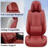 imageCoverado Car Seat Covers Full Set Seat Covers for Cars Front Seat Covers and Back Seat Cover Waterproof Leather Automotive Seat Cover Universal Car Interior Protectors Cushion for Most Cars BlueRedPillow