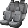 imageCoverado Car Seat Covers Full Set Seat Covers for Cars Front Seat Covers and Back Seat Cover Waterproof Leather Automotive Seat Cover Universal Car Interior Protectors Cushion for Most Cars BlueGray2