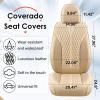 imageCoverado Car Seat Covers Full Set Seat Covers for Cars Front Seat Covers and Back Seat Cover Waterproof Leather Automotive Seat Cover Universal Car Interior Protectors Cushion for Most Cars BlueBeige2