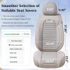 imageCoverado Car Seat Covers Full Set Seat Covers for Cars Front Seat Covers and Back Seat Cover Waterproof Leather Automotive Seat Cover Universal Car Interior Protectors Cushion for Most Cars BlueBeige