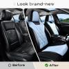 imageCoverado Car Seat Covers Full Set Seat Covers for Cars Front Seat Covers and Back Seat Cover Waterproof Leather Automotive Seat Cover Universal Car Interior Protectors Cushion for Most Cars Blue8918BlackBule