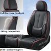 imageCoverado Car Seat Covers Full Set Seat Covers for Cars Front Seat Covers and Back Seat Cover Waterproof Leather Automotive Seat Cover Universal Car Interior Protectors Cushion for Most Cars BlueBlackRedLine