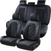 imageCoverado Car Seat Covers Full Set Seat Covers for Cars Front Seat Covers and Back Seat Cover Waterproof Leather Automotive Seat Cover Universal Car Interior Protectors Cushion for Most Cars BlueBlack