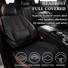 imageCoverado Car Seat Covers Full Set Seat Covers for Cars Front Seat Covers and Back Seat Cover Waterproof Leather Automotive Seat Cover Universal Car Interior Protectors Cushion for Most Cars BlueBlackRedLine