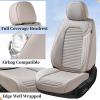 imageCoverado Car Seat Covers Full Set Seat Covers for Cars Front Seat Covers and Back Seat Cover Waterproof Leather Automotive Seat Cover Universal Car Interior Protectors Cushion for Most Cars BlueBeige