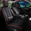 imageCoverado Car Seat Covers Full Set Seat Covers for Cars Front Seat Covers and Back Seat Cover Waterproof Leather Automotive Seat Cover Universal Car Interior Protectors Cushion for Most Cars BlueBlackRedLine