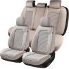 imageCoverado Car Seat Covers Full Set Seat Covers for Cars Front Seat Covers and Back Seat Cover Waterproof Leather Automotive Seat Cover Universal Car Interior Protectors Cushion for Most Cars BlueBeige
