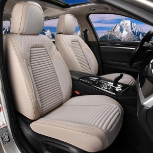 imageCoverado Car Seat Covers Full Set Seat Covers for Cars Front Seat Covers and Back Seat Cover Waterproof Leather Automotive Seat Cover Universal Car Interior Protectors Cushion for Most Cars BlueBeige