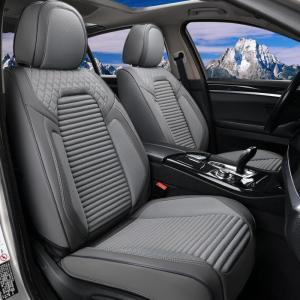 imageCoverado Car Seat Covers Full Set Seat Covers for Cars Front Seat Covers and Back Seat Cover Waterproof Leather Automotive Seat Cover Universal Car Interior Protectors Cushion for Most Cars BlueGray2