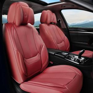 imageCoverado Car Seat Covers Full Set Seat Covers for Cars Front Seat Covers and Back Seat Cover Waterproof Leather Automotive Seat Cover Universal Car Interior Protectors Cushion for Most Cars BlueRedPillow