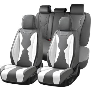 imageCoverado Car Seat Covers Full Set Seat Covers for Cars Front Seat Covers and Back Seat Cover Waterproof Leather Automotive Seat Cover Universal Car Interior Protectors Cushion for Most Cars BlueLGBTBlackWhite