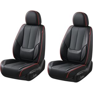 imageCoverado Car Seat Covers Full Set Seat Covers for Cars Front Seat Covers and Back Seat Cover Waterproof Leather Automotive Seat Cover Universal Car Interior Protectors Cushion for Most Cars BlueBlackRedLine