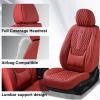 imageCoverado Car Seat Covers Full Set Red Seat Covers for Car with Lumbar Support Nappa Leather Seat Covers Waterproof Car Seat Protectors Universal Fit for Most Cars SUV Trucks