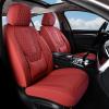 imageCoverado Car Seat Covers Full Set Red Seat Covers for Car with Lumbar Support Nappa Leather Seat Covers Waterproof Car Seat Protectors Universal Fit for Most Cars SUV Trucks
