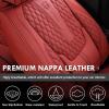 imageCoverado Car Seat Covers Full Set Red Seat Covers for Car with Lumbar Support Nappa Leather Seat Covers Waterproof Car Seat Protectors Universal Fit for Most Cars SUV Trucks