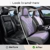 imageCoverado Car Seat Covers Full Set Seat Covers for Cars Front Seat Covers and Back Seat Cover Waterproof Leather Automotive Seat Cover Universal Car Interior Protectors Cushion for Most CarsGrayPruple