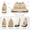 imageCoverado Car Seat Covers Full Set Seat Covers for Cars Front Seat Covers and Back Seat Cover Waterproof Leather Automotive Seat Cover Universal Car Interior Protectors Cushion for Most CarsBeige