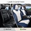 imageCoverado Car Seat Covers Full Set Seat Covers for Cars Front Seat Covers and Back Seat Cover Waterproof Leather Automotive Seat Cover Universal Car Interior Protectors Cushion for Most CarsBlueWhite