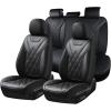 imageCoverado Car Seat Covers Full Set Seat Covers for Cars Front Seat Covers and Back Seat Cover Waterproof Leather Automotive Seat Cover Universal Car Interior Protectors Cushion for Most CarsBlack