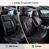 imageCoverado Car Seat Covers Full Set Seat Covers for Cars Front Seat Covers and Back Seat Cover Waterproof Leather Automotive Seat Cover Universal Car Interior Protectors Cushion for Most CarsBlackRedline