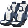 imageCoverado Car Seat Covers Full Set Seat Covers for Cars Front Seat Covers and Back Seat Cover Waterproof Leather Automotive Seat Cover Universal Car Interior Protectors Cushion for Most CarsBlueWhite