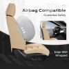 imageCoverado Car Seat Covers Full Set Seat Covers for Cars Front Seat Covers and Back Seat Cover Waterproof Leather Automotive Seat Cover Universal Car Interior Protectors Cushion for Most CarsBeige