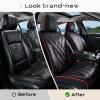 imageCoverado Car Seat Covers Full Set Seat Covers for Cars Front Seat Covers and Back Seat Cover Waterproof Leather Automotive Seat Cover Universal Car Interior Protectors Cushion for Most Cars