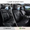 imageCoverado Car Seat Covers Full Set Seat Covers for Cars Front Seat Covers and Back Seat Cover Waterproof Leather Automotive Seat Cover Universal Car Interior Protectors Cushion for Most CarsBlack