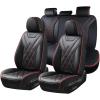 imageCoverado Car Seat Covers Full Set Seat Covers for Cars Front Seat Covers and Back Seat Cover Waterproof Leather Automotive Seat Cover Universal Car Interior Protectors Cushion for Most CarsBlackRedline