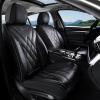 imageCoverado Car Seat Covers Full Set Seat Covers for Cars Front Seat Covers and Back Seat Cover Waterproof Leather Automotive Seat Cover Universal Car Interior Protectors Cushion for Most CarsBlack