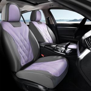 imageCoverado Car Seat Covers Full Set Seat Covers for Cars Front Seat Covers and Back Seat Cover Waterproof Leather Automotive Seat Cover Universal Car Interior Protectors Cushion for Most CarsGrayPruple