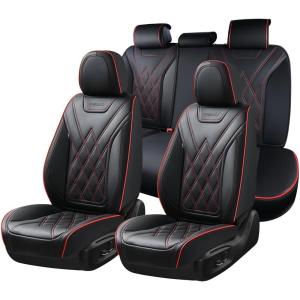 imageCoverado Car Seat Covers Full Set Seat Covers for Cars Front Seat Covers and Back Seat Cover Waterproof Leather Automotive Seat Cover Universal Car Interior Protectors Cushion for Most Cars