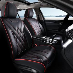 imageCoverado Car Seat Covers Full Set Seat Covers for Cars Front Seat Covers and Back Seat Cover Waterproof Leather Automotive Seat Cover Universal Car Interior Protectors Cushion for Most CarsBlackRedline